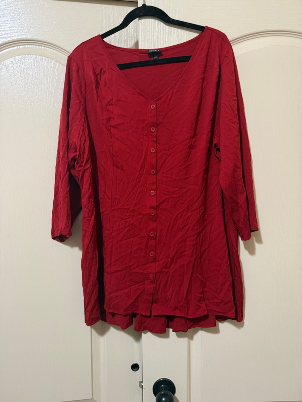 torrid Red Button-Front Tunic Top size 3